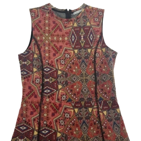 Zara Trafaluc Fall Winter Collection ~Size M~Red/Blue Geometric Print Dress. - Picture 4 of 12